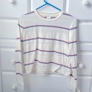 Tillys cropped white striped long sleeve